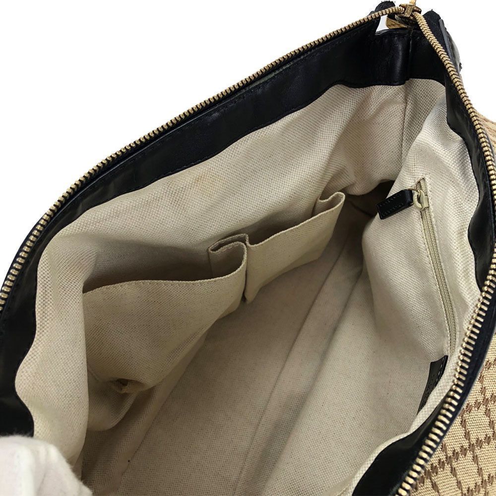 Gucci Diamante Leather Canvas Beige Brown Black Shoulder Strap 2way Handbag - Picture 9 of 9